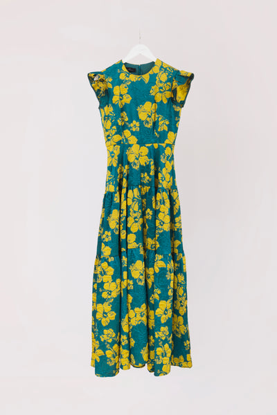 VESTIDO GREEN YELLOW FLORAL